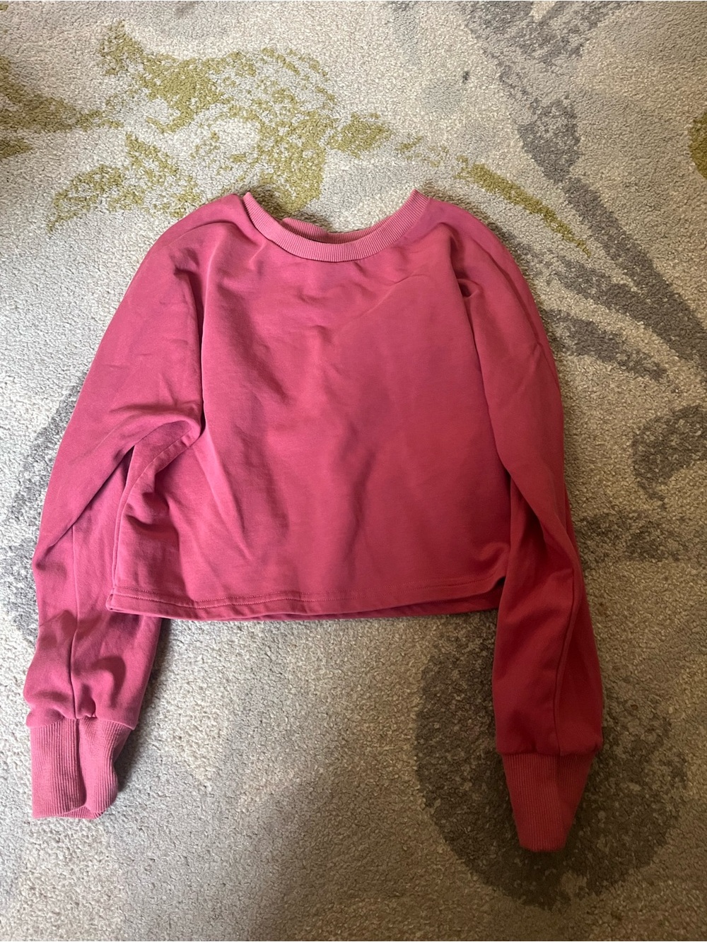 Cropped Long-Sleeve Sweatshirt in Rose Pink